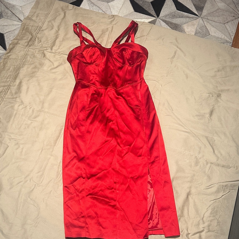 Elegant Karen Millen Red Satin Dress